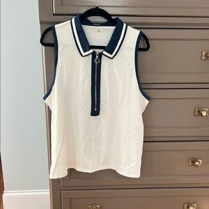 Spartina 449 Sleeveless Zip Polo Top – Classic Coastal Style